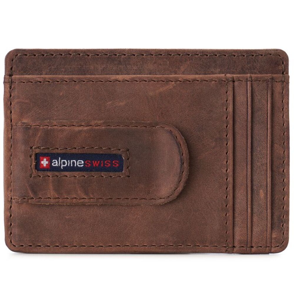 Alpine Swiss Mens RFID Safe Money Clip Wallet Minimalist ID Window Card Case FPW